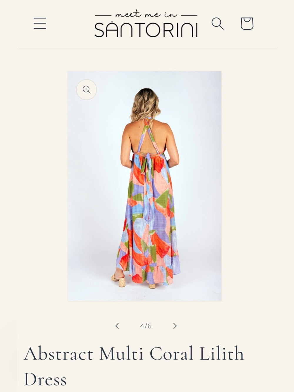Meet Me In Santorini Abstract Multi Coral Orange Lilith Maxi Dress size M NWT